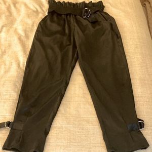 Habitual Kids Girls Black Satin Joggers with Gathered Waist and Belted Cuff.